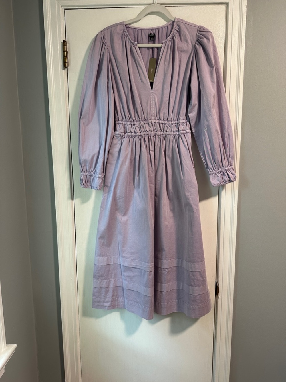 Long sleeve smocked waist midi dress